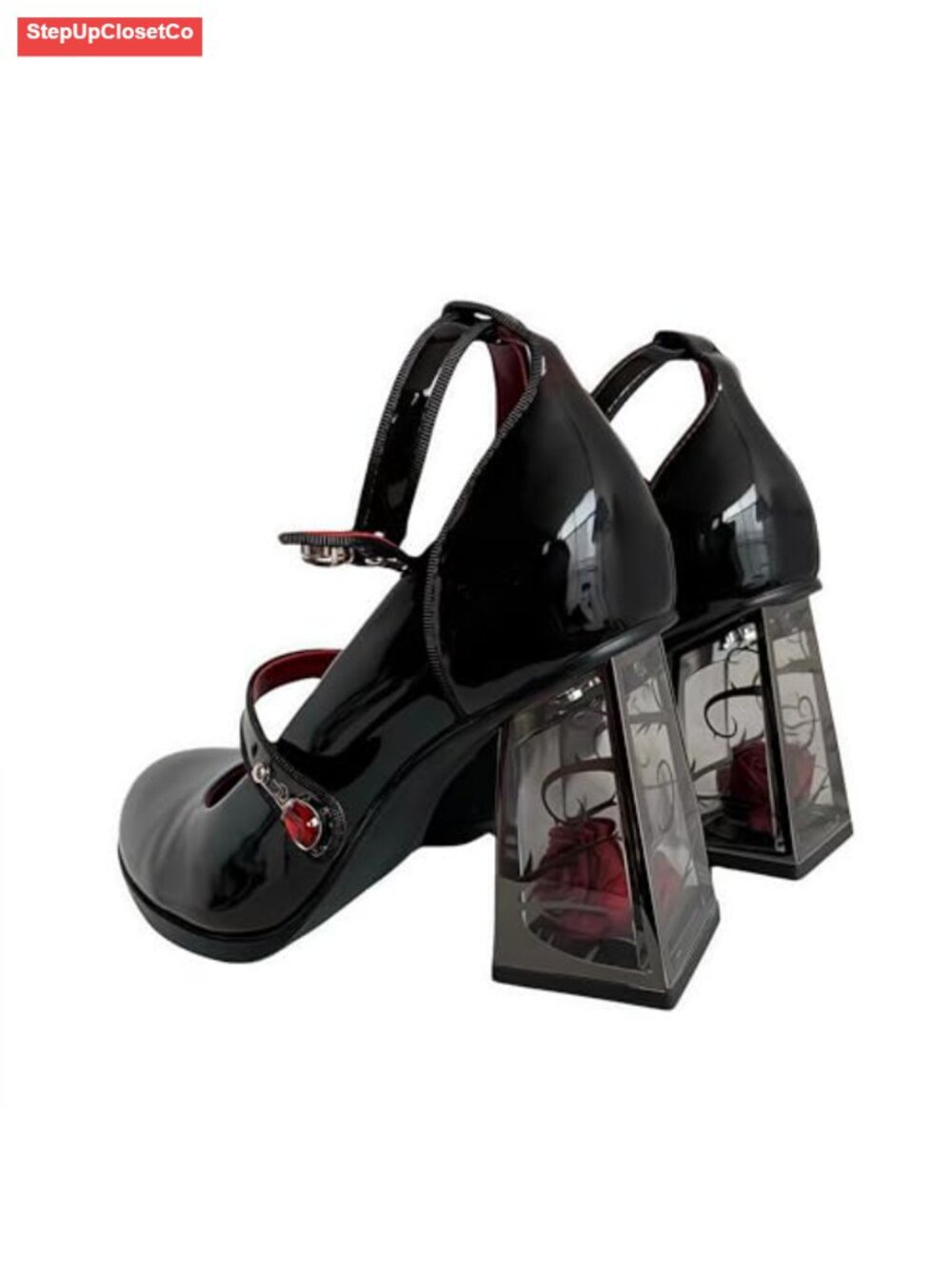 Chunky Platform Mary Jane Pumps for Women - Patent Leather Gothic Lolita Dress